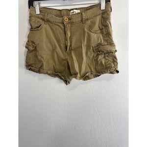 Lovegen Womens Khaki Tan Cargo Shorts Elastic Back Waist Size 7/29 Utility
